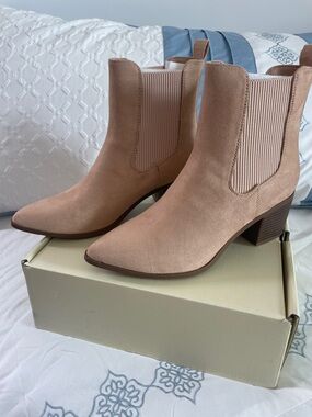 J. Adams Andi nude suede ankle boots
